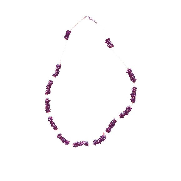 Vintage Garnet Stones Freshwater Pearls Necklace 16” Look at all Photos - Picture 2 of 6